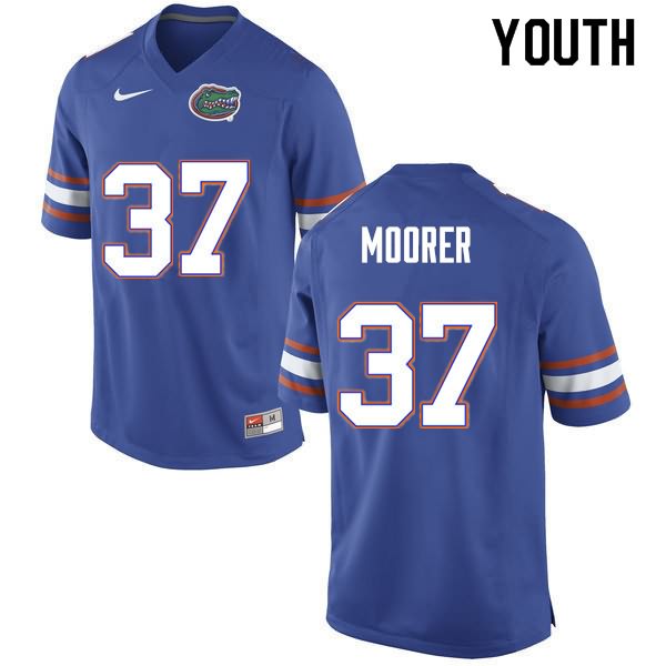 Youth NCAA Florida Gators Patrick Moorer #37 Stitched Authentic Nike Blue College Football Jersey LOJ1165FC